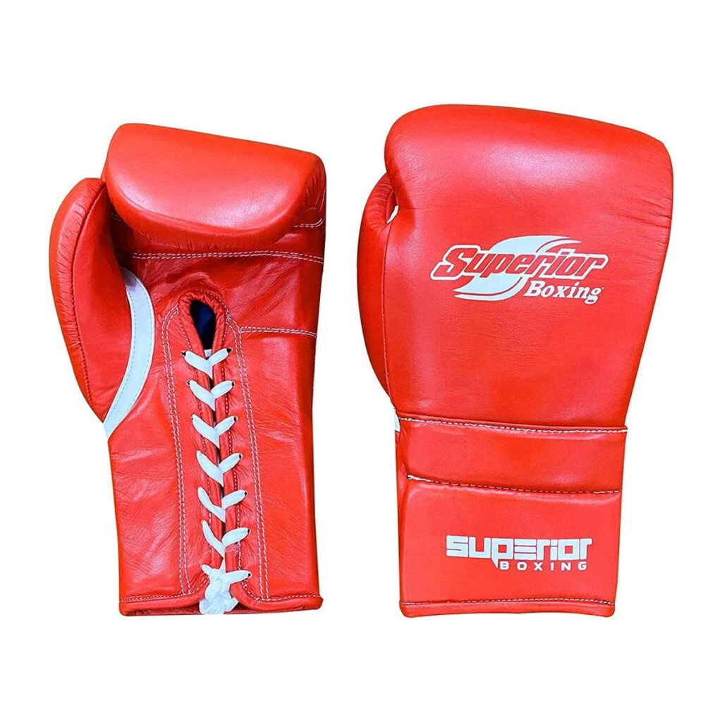 Red Laceup Sparring Boxing Gloves Superior Boxing Gear