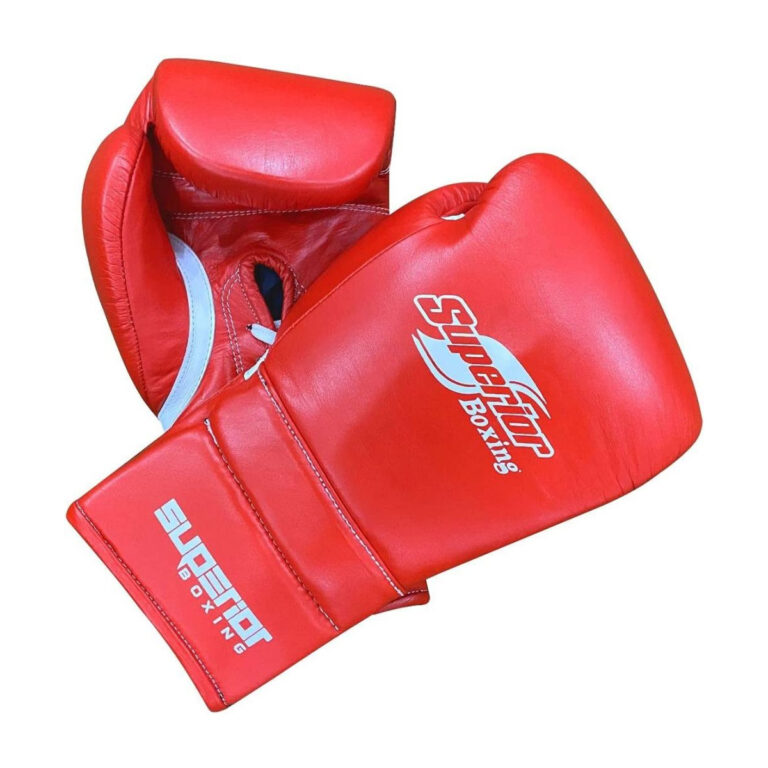 Red laceup Sparring Boxing Gloves Superior Boxing Gear